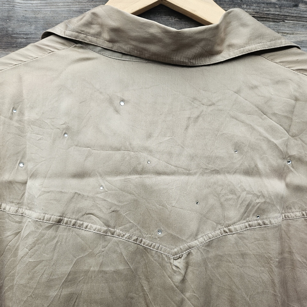 100% Silk Rhinestone Cowboy Button Down - Picture 5 of 6